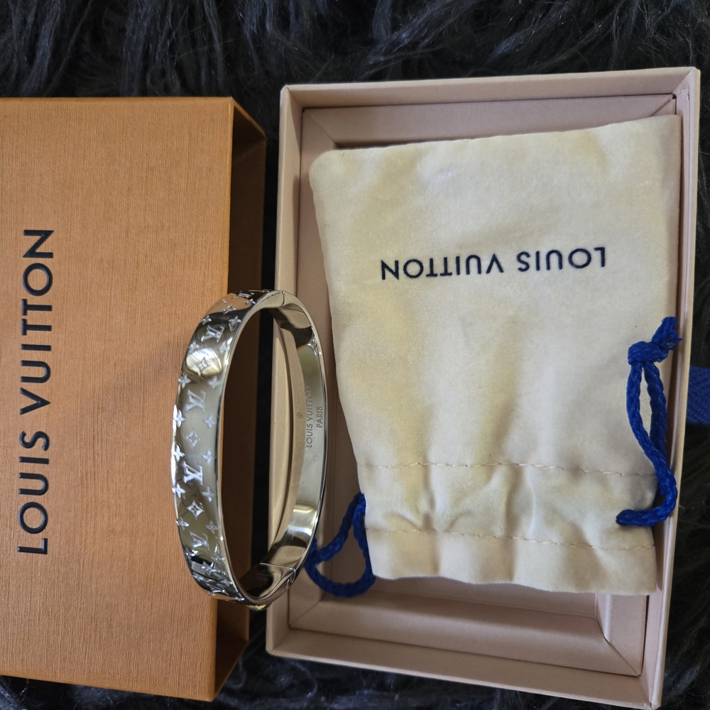 Louis Vuitton Silver Geometric Bangle Bracelet